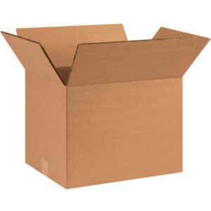 An open MH-USA 14 x 10 x 10 double wall box with extended flaps rests on a white background. Light brown in color, it is ideal for storage or shipping. Comes in bundles of 15.