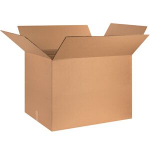 A large, open cardboard box with flaps folded outward against a white background; the MH-USA 32 x 24 x 24 double wall box is sturdy and empty, ideal for packing or shipping. Available in bundles of five to meet your storage needs.