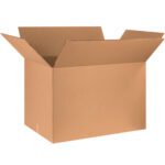 The open MH-USA 36 x 24 x 24 Double Wall Box, with flaps extended outward, is set against a plain white background, showcasing reliable packaging included in each bundle of five.