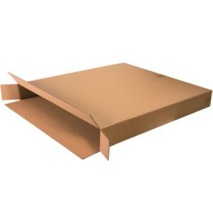 The MH-USA 36 x 6 x 42 side-loading box lies flat on a white background, ready to assemble with folded flaps. Sold in bundles of five, this large rectangular box is ideal for packing or storage.