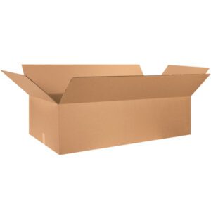 An MH-USA 48 x 24 x 12 double wall box with extended flaps lies open on a plain white background.