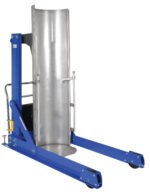 The Vestil Portable Hyddrum Dumper Ssc 0.75K 36 In features a vertical gripping mechanism, ideal for lifting and transporting cylindrical drums. Equipped with wheels for easy mobility and a hydraulic lifting handle, it handles up to 0.75K with a 36-inch reach.