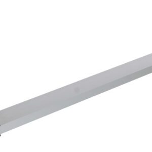 The Vestil Heavy-Duty Magnetic Hanging Sweeper 72In is a long, shiny, metallic bar suspended horizontally with two small chains on each end for hanging. The background is plain white.