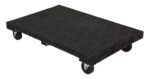 The Vestil Carpeted Hardwood Dolly 1.2K Lb 24 X 36 features a textured surface with four swivel casters, ideal for moving heavy items. It has a flat, rectangular platform that supports up to 1,200 lbs and measures 24 x 36 inches for easy transportation of various objects.