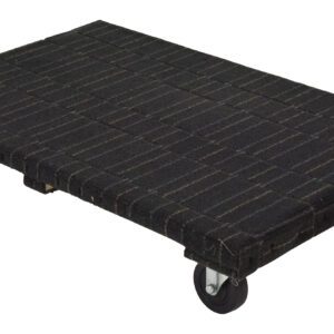 The Vestil Carpeted Hardwood Dolly 1.2K Lb 24 X 36 features a textured surface with four swivel casters, ideal for moving heavy items. It has a flat, rectangular platform that supports up to 1,200 lbs and measures 24 x 36 inches for easy transportation of various objects.