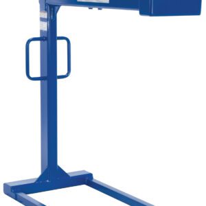 Meet the Vestil Pallet Lifter 2K Cap with 42 In Fork Length, a blue forklift attachment ideal for lifting and transporting pallets. It features two parallel forks at the base and vertical support with side handles for easy maneuvering.