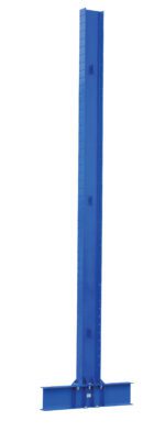 The Vestil Heavy Duty Double Cantilever 14Ft 18Arm is a tall blue metal beam with a rectangular base and multiple holes along its length, standing vertically against a white background.