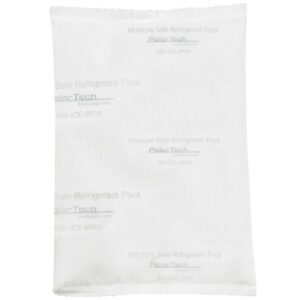 The 6 oz., white rectangular Tech Pack™ Moisture Safe Refrigerant Pack, measuring 6 x 4 x 3/4 inches with Polar Tech printed text, is sealed for temperature control during shipping, and comes in cases of 96.
