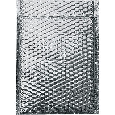 INM811.jpg The MH-USA 8 x 11 Cool Barrier Bubble Mailers, available in cases of 100, feature a silver reflective textured surface for padded protection during shipping, ensuring your items arrive safely and securely.