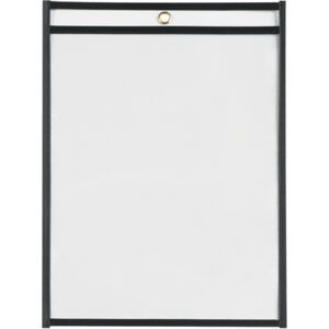 A white sign holder with a slim black frame and a convenient hanging hole at the top resembles the sleek design of MH-USA 9 x 12 Job Ticket Holders (25/Case).