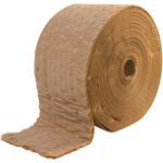A large roll of 48 x 270 brown, textured Versa-Pak™ cellulose wadding with a partially unrolled section appears thick and rough, slit at 12, perf at 12, complete with a sturdy cardboard core.