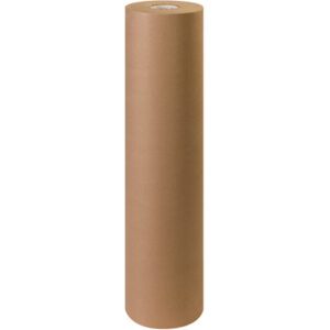 A 36 - 40 lb. Kraft Paper Roll (900/Roll) stands upright against a white background, tightly wound in its standard cylindrical packaging.
