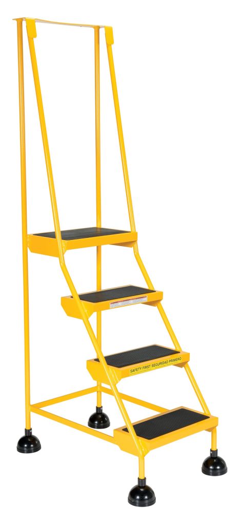 Vestil Spring Loaded Roll Ladder 4 Step Yellow | Material Handling USA