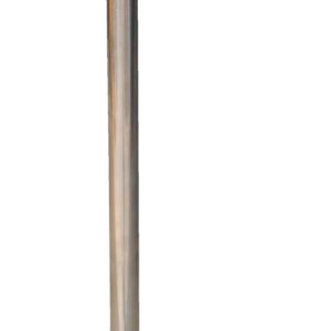 The Vestil Drum Pump Hand Pump Ss 2 In Bung features a sleek design with a long metallic spout and handle, and a black rotary mechanism for efficient liquid extraction from containers or barrels, including a 2-inch bung fitting.