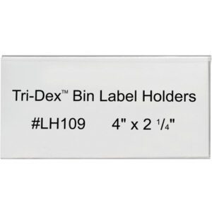 Label featuring “4 x 2 1/4” Tri-Dex™ Bin Label Holders (25/Case) with a white background and black text. #LH109.