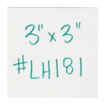 A white square card features green text reading 3 x 3 above #LH181, similar to MH-USA 3 x 3 White Warehouse Labels - Magnetic Strips (25/Case).