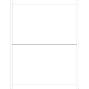 A blank comic strip template with two vertically stacked equal panels, reminiscent of the 5 x 8 MH-USA Vinyl Envelope Insert Cards, bordered by thin lines.