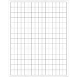A sheet of grid paper with evenly spaced squares resembles MH-USA 1/2 x 3/4 White Rectangle Laser Labels, featuring small white boxes formed by thin black lines across a white background; each sheet holds 224 labels, packaged in boxes of 100 sheets.