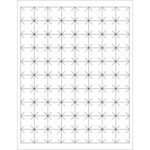 The MH-USA 1 x 1 white rectangle security slit laser labels, with a grid of geometric star patterns made by diagonal lines in squares, boast a symmetrical black-and-white minimalist design ideal for secure labeling. Each box contains 80 labels per sheet and 100 sheets.