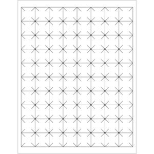 The MH-USA 1 x 1 white rectangle security slit laser labels, with a grid of geometric star patterns made by diagonal lines in squares, boast a symmetrical black-and-white minimalist design ideal for secure labeling. Each box contains 80 labels per sheet and 100 sheets.