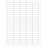 Image of a sheet of MH-USA 1 1/2 x 1/2 White Rectangle Laser Labels, featuring a grid pattern with evenly spaced rectangles on a clean white background. Each sheet contains 100 labels.