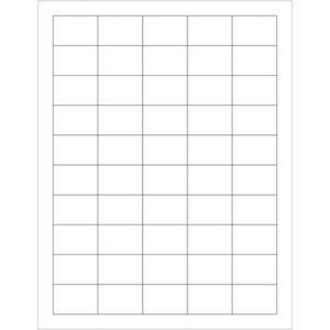 A grid with evenly spaced lines, forming 8 rows and 4 columns, mirrors the MH-USA 1 1/2 x 1 White Rectangle Laser Labels (50/Sheet) on a pristine white background.