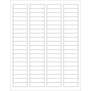 The MH-USA 1 3/4 x 1/2 White Rectangle Laser Labels are arranged in three columns on each sheet, holding a total of 80 thin-bordered labels. They are conveniently packaged with 100 sheets per box.