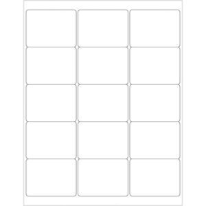 The MH-USA 2.6875 x 2 white rectangle laser labels have rounded corners and are arranged in a 4x5 grid with 15 labels per sheet.