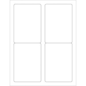 A blank white sheet of paper featuring MH-USA 3 1/2 x 5 White Rectangle Laser Labels (4/Sheet), outlined in light gray and arranged in two rows and two columns.