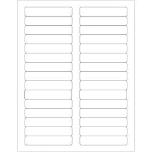 The MH-USA 3 7/16 x 2/3 White Rectangle Laser Labels (30/Sheet) have blank rectangular labels with black outlines on a white background, featuring rounded corners and two columns for efficient organization.