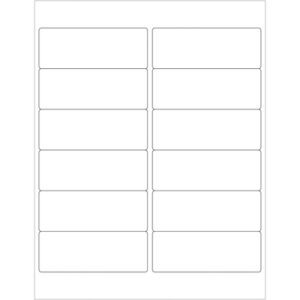 A sheet with 12 MH-USA 4 x 1 1/2 white rectangle laser labels arranged in a grid of three columns and four rows, evenly spaced on a crisp white background.