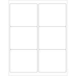 A sheet with MH-USA 4 x 3 1/3 white rectangle laser labels, in two columns and three rows on a pristine background, features rounded corners for organized labeling.