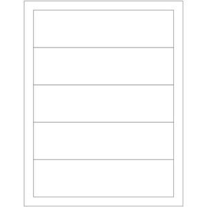A blank comic strip template features five horizontal panels stacked vertically in a rectangular frame, similar to MH-USA 7.5 x 2 White Rectangle Laser Labels. Each panel is empty with thin black outlines on a white background, ideal for text or drawings.