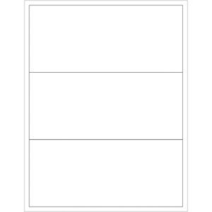 A three-panel comic strip template with equal horizontal panels, reminiscent of MH-USA 8 x 3 1/2 White Rectangle Laser Labels—outlined in thin black lines on a white background, ideal for creativity.