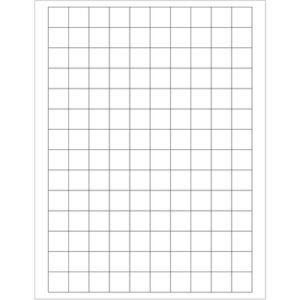 The MH-USA 3/4 x 3/4 white rectangle laser labels feature a standard rectangular shape with 14 labels per sheet, reminiscent of graph paper with evenly spaced grid patterns.