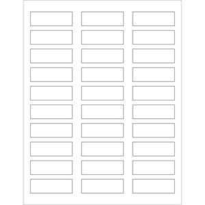 The MH-USA 2 1/4 x 3/4 White Rectangle Laser Labels sheet includes 30 evenly spaced blank labels in three columns and ten rows on a white background.