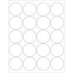 A sleek label sheet, the MH-USA 2 White Circle Laser Labels feature a grid of 20 circle outlines arranged in four rows and five columns on a white background.