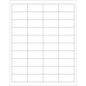 A sheet of MH-USA 2 x 1 White Rectangle Laser Labels (40/Sheet) features a 4x10 grid of equally sized labels, outlined in light gray on a white background, ideal for organized labeling.