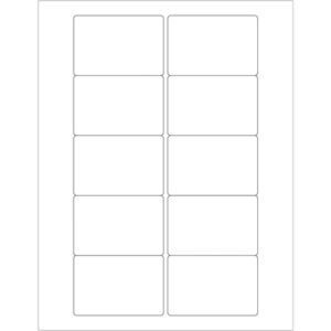 The MH-USA 3 x 2 White Rectangle Laser Labels offer a layout of 10 thin-bordered, evenly spaced labels per sheet arranged in two columns and five rows. The box contains 100 sheets, ensuring precise labeling for any project.