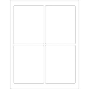 The MH-USA 3 3/4 x 4 3/4 White Rectangle Laser Labels feature a grid of four evenly spaced blank rectangles outlined in black and arranged two-by-two per sheet.
