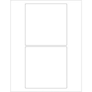 The image features MH-USA 5 x 5 White Rectangle Laser Labels (2/Sheet) on white paper, each outlined with a thin border and perfectly aligned in symmetrical order, occupying half the page height.