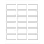 An MH-USA sheet of 2 3/8 x 1 1/4 White Rectangle Laser Labels includes three columns and six rows, totaling eighteen blank rectangular labels in a grid on a white background.