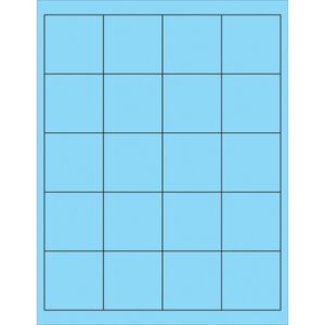 This grid has five columns and four rows of squares, similar to MH-USA 2 x 2 Fluorescent Pastel Blue Rectangle Laser Labels. It provides equal-sized squares for neat, vibrant layouts.