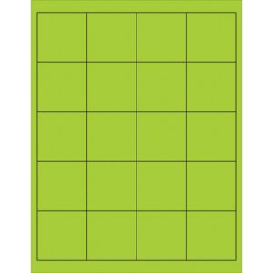 The MH-USA 2 x 2 fluorescent green rectangle laser labels have a grid of 4 columns and 5 rows on each sheet, totaling 20 vibrant labels with black lines per sheet, perfect for adding a bright touch to your projects.