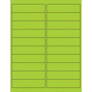 The MH-USA 4 x 1 Fluorescent Green Rectangle Laser Labels come with 20 adhesive labels per sheet in five rows and four columns. Featuring a glossy finish and rounded corners, these labels easily stand out. Each box conveniently includes 100 sheets.