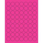 A grid of evenly spaced black-outlined circles on a vibrant fluorescent pink background, reminiscent of MH-USA 1 Fluorescent Pink Circle Laser Labels (63 labels/sheet), forming a harmonious pattern similar to a box of 100 sheets.