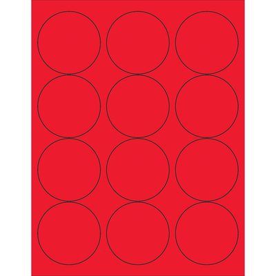 LL194RD.jpg The MH-USA 2 1/2 fluorescent red circle laser labels come with twelve evenly spaced, vibrant circles outlined in black, perfect for eye-catching organization.