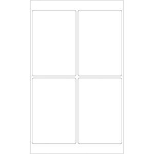 A blank white page displays MH-USA 4 x 6 Glossy White Rectangle Laser Labels (4/Sheet) in two rows of two. Each label has rounded corners and a thin gray outline, providing a sleek, polished appearance.