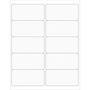 A sheet of MH-USA 4 x 2 Clear Rectangle Laser Labels includes ten blank labels in two columns and five rows.