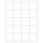 A grid with four columns and five rows on a white background forms 20 equal rectangles, ideal for MH-USA 2 x 2 Weather-Resistant Laser Labels. A thin border surrounds the grid for precise organization.